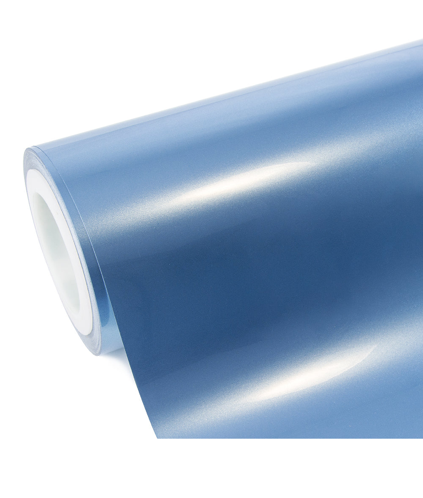 Glossy Metallic Blue Silver Vinyl Wrap