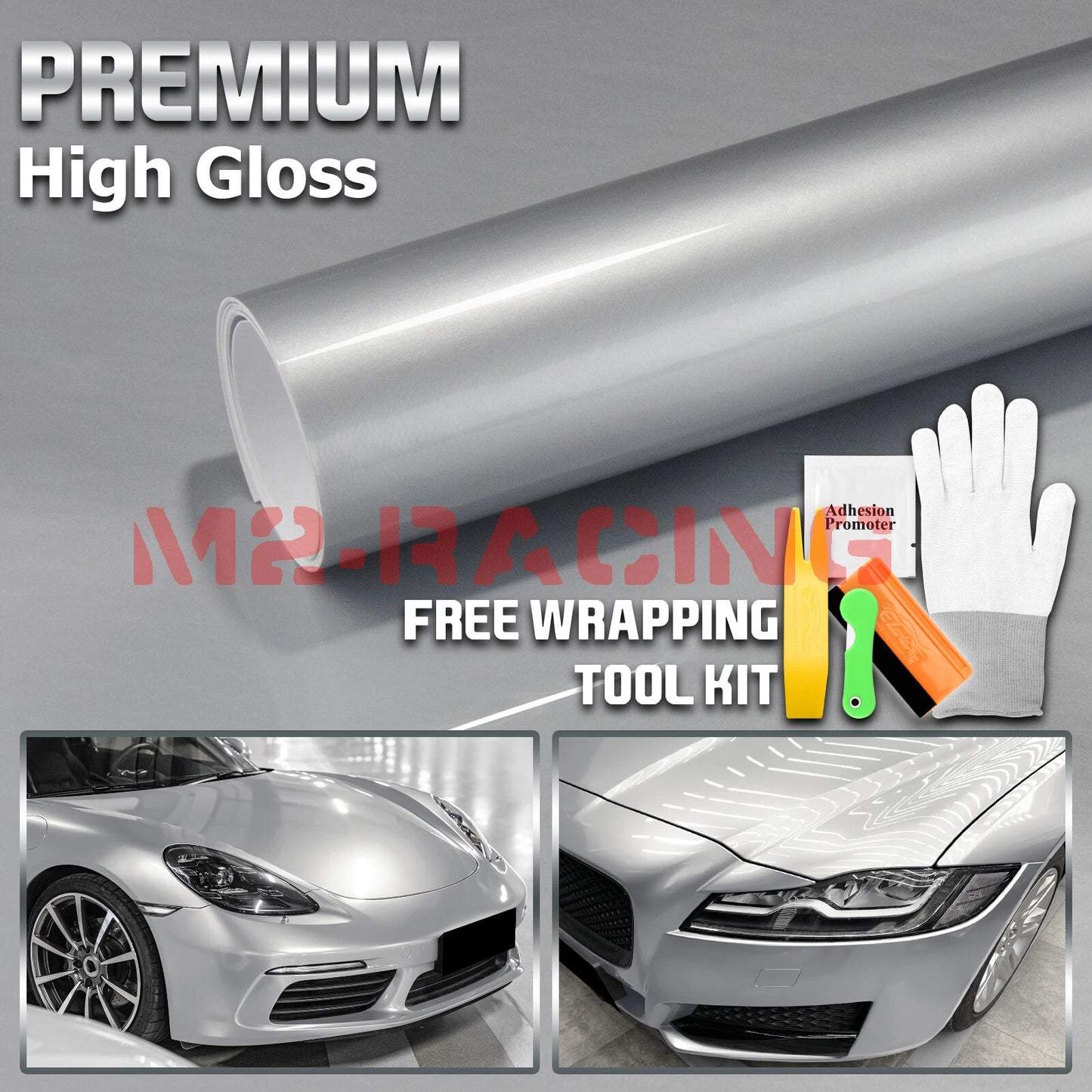 High Gloss Silver Glossy Car Vinyl Wrap