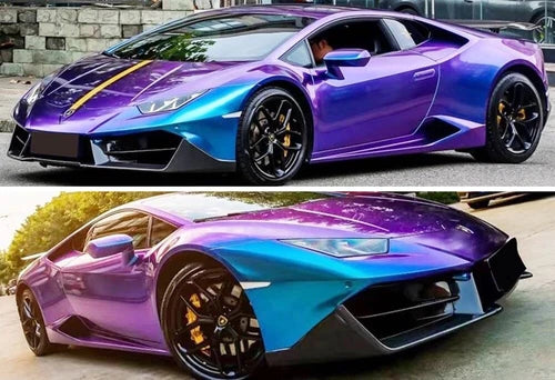 Premium Gloss Metallic Chameleon Purple Blue full Vinyl Wrap roll Air Bubble Free