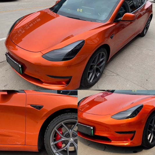 Bubble Free Car Metallic Vinyl Wrap Glitter Pearl Glossy Satin Sticker Orange