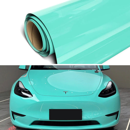 Crystal Gloss Tiffany Blue Vinyl Film Car Wrap Sticker Bubble Free Air Release
