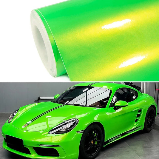 Neon Green Gloss Metallic Glitter Vinyl wrap full roll