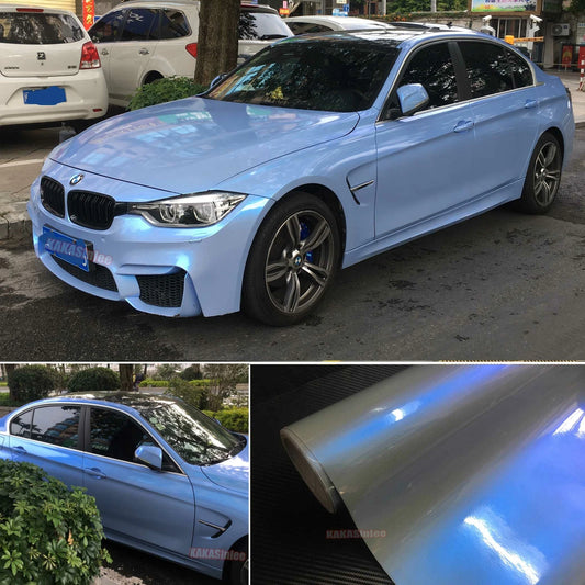 Entire Car Wrap Grey Blue Chameleon Pearl Metal Chrome Vinyl Sticker Flexible