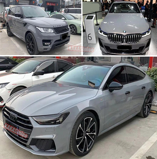 Glossy Metallic Grey Vinyl Chrome Wrap Sticker Bubble Free 5FT X 65 FT / Entire Car Wrap